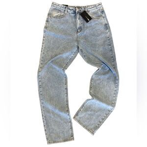 Fashion Nova straight slouchy jeans medium wash size 15 tall